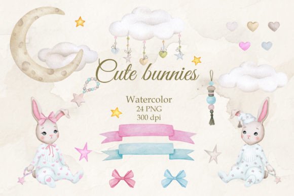Charming Watercolor Baby Bunnies for Creative Projects