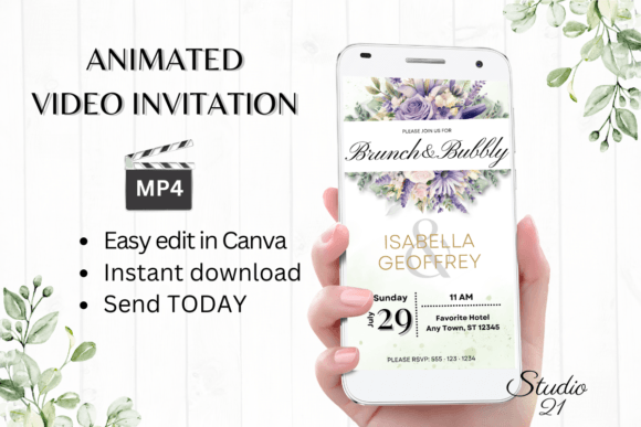 Digital Wedding Brunch Invite W9416: Your Animated Celebration Starter