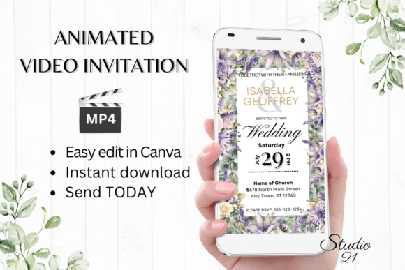 Digital Wedding Invitation W8410: Effortless, Elegant Invitations