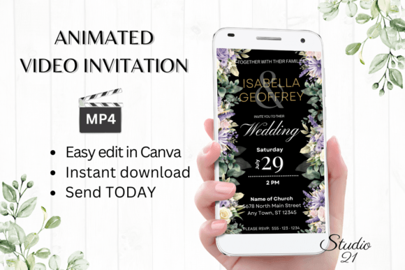 Digital Wedding Invitation W8415: Your Animated Evite Solution