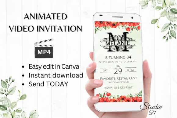 Electronic Invite (Monogram Letter M): Instant Digital Elegance