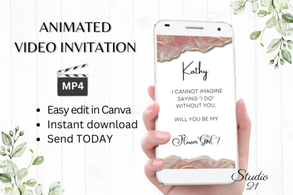 Minimalist Flower Girl Proposal W3928FG: A Modern Digital Design