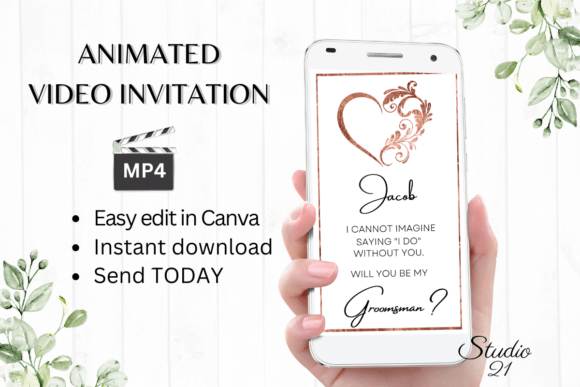 Minimalist Groomsman Proposal W3920GM: A Modern Typeface for Digital Invitations