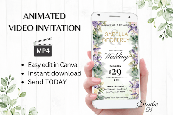 Modern Romance: Editable Digital Wedding Invitation W8414