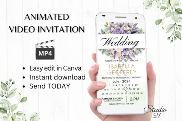 Modern Wedding Invites: W8416B Animated Template
