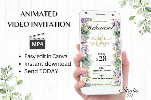 Modernize Your Pre-Wedding Events with Digital Rehearsal Dinner Invite W7414