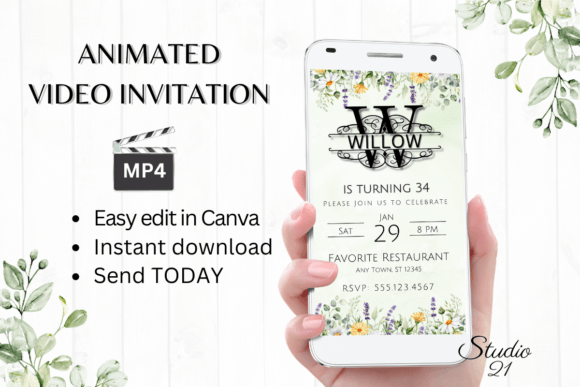 Smartphone Invitation (Monogram W): Modern Digital Style